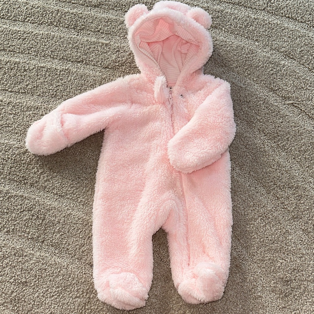 Adorable Pink Fleece Baby Footie
